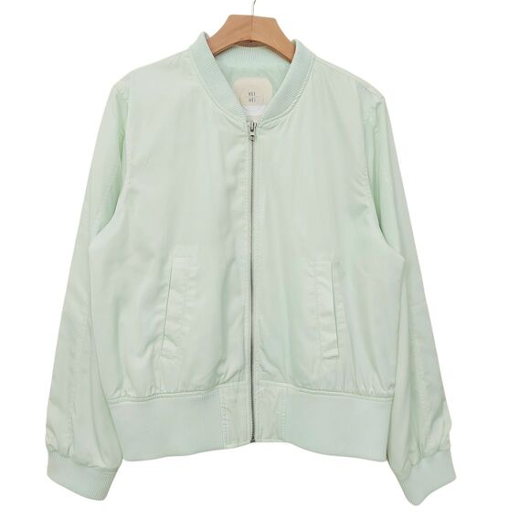 Anthropologie Hei Hei Bomber Jacket Womens Large Mint Full Zip Softshell Outdoor - Picture 1 of 12